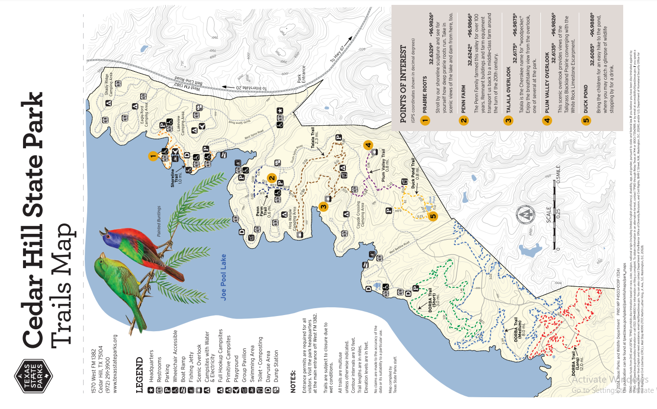 image of cedar hill hiking map